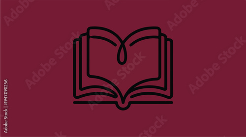 Open Book Symbol with Heart Shape Inside.