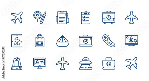 Communication icons set on dark background