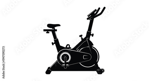 A striking black silhouette of a modern exercise bike showcasing its streamlined design silhouette high quality professional detailed