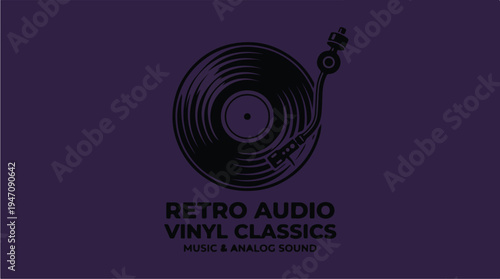 Retro Audio Vinyl Classics Music Record Player Icon.