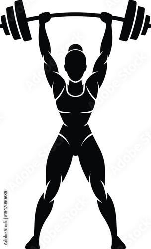 Fitness Woman Victory Pose Silhouette Healthy Lifestyle Illustration