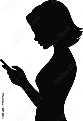 Pregnant Woman Using Smartphone Silhouette Illustration