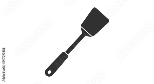 A simple black depiction of a kitchen spatula resting diagonally against a white background silhouette high quality professional