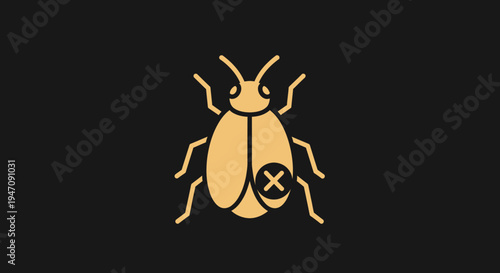 Dead bug icon with X mark on black background