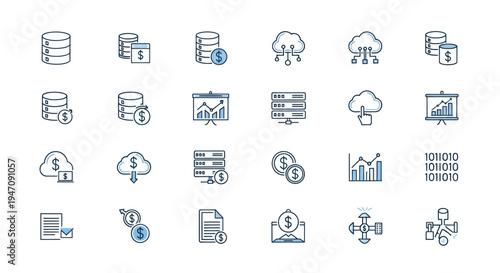Data and finance icon set