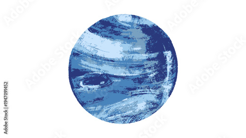 Stylized Blue Gas Giant Planet Illustration in Textured Style