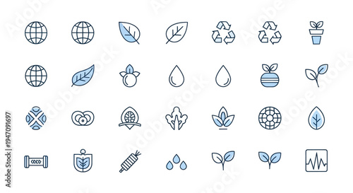 Eco friendly icons for nature and recycling