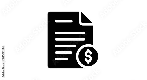 Financial report document with dollar currency icon