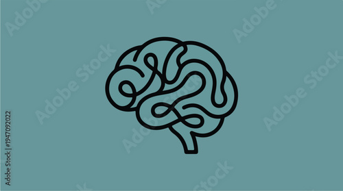 Stylized Brain Icon on Teal Background.