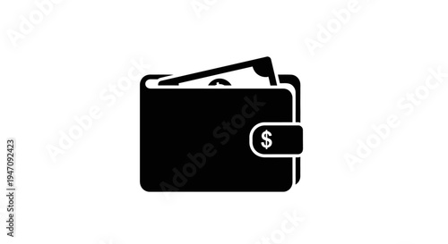 Flat design wallet icon with dollar currency and cash