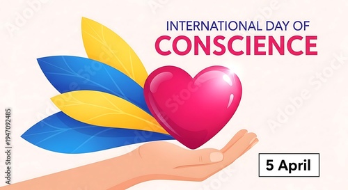 International day of conscience celebrated with a heart and leafy design