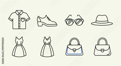 Fashion items clothes and accessories icons
