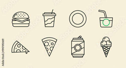 Fast food icons set