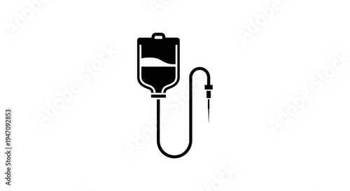 Intravenous drip bag medical icon on white background