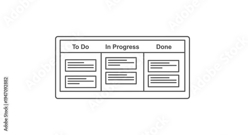 Kanban board with to do in progress and done tasks