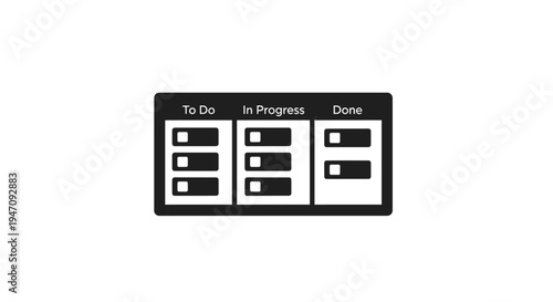 Kanban board icon with to do in progress done tasks