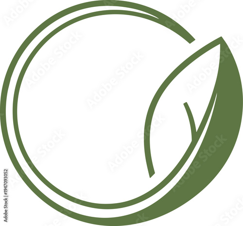 Eco-friendly leaf integrated within circular design symbolizing sustainability and nature harmony