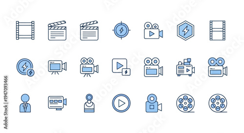 Film production icons set