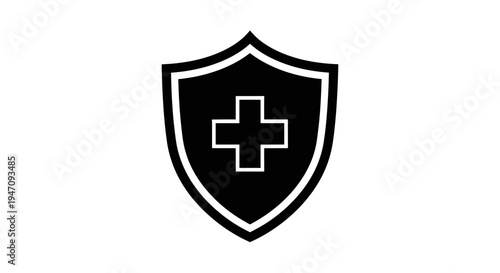 Medical cross shield icon for healthcare protection
