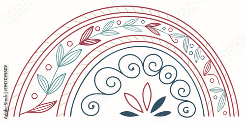 Intricate floral design with swirling patterns and vibrant colors