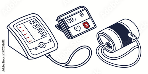 Blood pressure monitor with cuff and digital display for health tracking