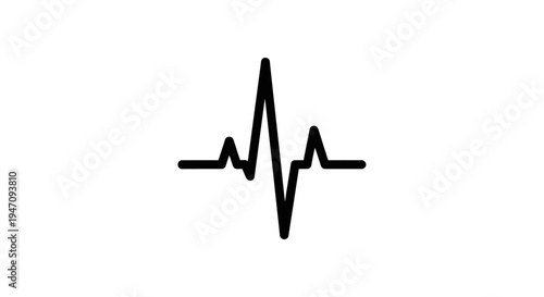 Minimalist black heartbeat line on a white background