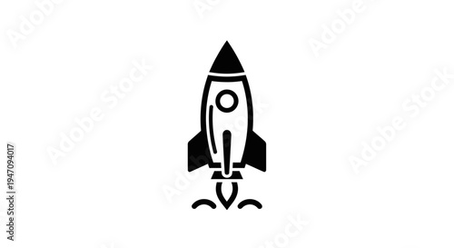 Minimalist black rocket launching icon symbol illustration