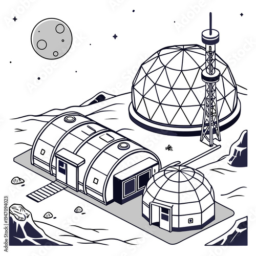 A futuristic space station on a distant planet