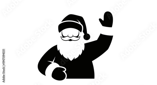 Illustration of a jolly Santa Claus waving his hand, a festive and iconic vector graphic, perfect for holiday designs and winter celebrations