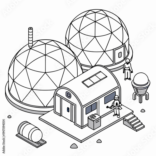 A geodesic dome house and greenhouse complex