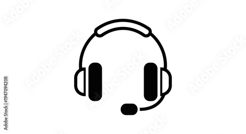 Minimalist headset icon with microphone for communication