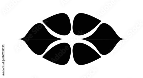 Elegant abstract vector illustration of stylized lips, artfully composed of sleek, organic forms, conveying modern beauty, profound expression, and contemporary design