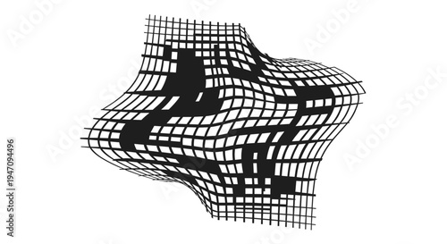 Abstract geometric vector pattern with distorted grid creating a dynamic and visually intriguing digital art illustration