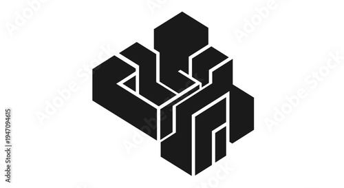 Abstract geometric 3D cube design logo, a captivating vector graphic illustration with a futuristic and modern artistic style for branding and identity projects