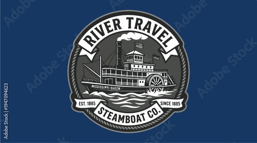 Vintage Steamboat Company Logo Design.