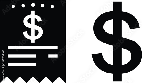 Black and white dollar sign and discount tag symbols