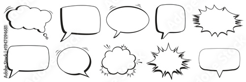 Set of Comic Speech Bubbles with Shadows and Retro Pop Art Style