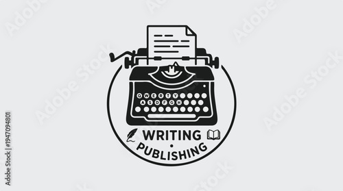 Vintage Typewriter Logo for Writing and Publishing Business.