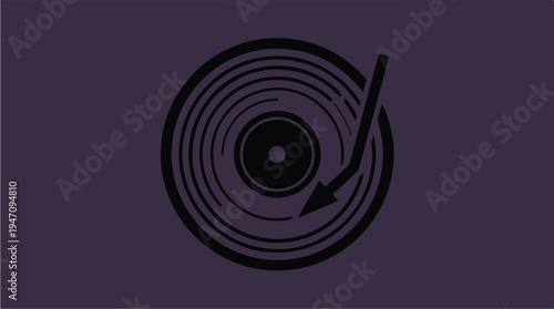 Vintage Vinyl Record Player Icon.