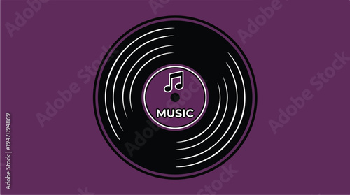 Vintage Vinyl Record with Music Symbol and Text.