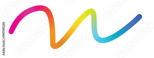 Abstract Gradient Color Line. 3D Wave Line Shape. Vector Spiral Rainbow Color Ribbon Isolated on a White Background.