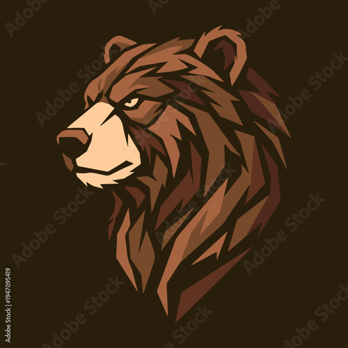 Modern geometric grizzly bear head vector icon illustration featuring sharp polygonal abstract design for premium animal mascot logo bundle projects