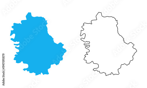West Backa district map of Serbia. Map in various outline and blue silhouette styles