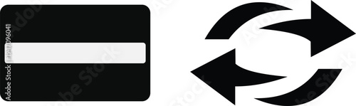 Black and white recycling symbol with equal sign arrows