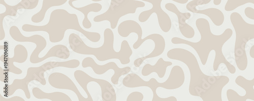 Abstract seamless pattern with fluid organic shapes in beige and cream tones on light background