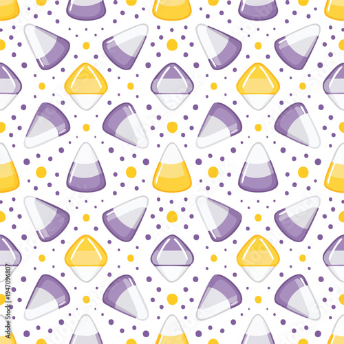 Colorful candy corn pattern with repeating design and white background