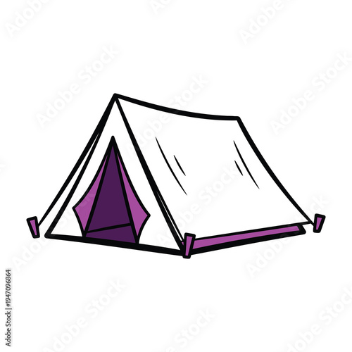 Camping tent with purple interior