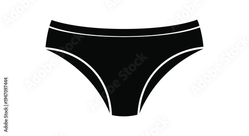 A stark black silhouette of women s underwear likely briefs or panties on a plain white background silhouette