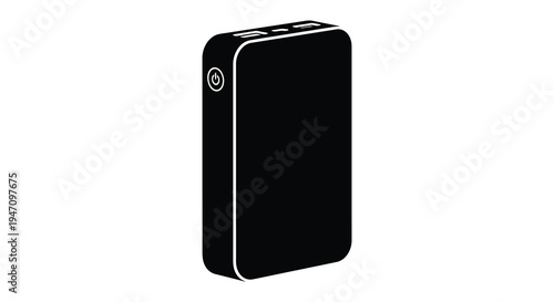 A stark black external hard drive is prominently displayed against a white background a digital silhouette high quality