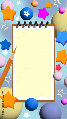 Frame in the form of a notebook page